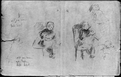 Études pour Petite fille avec une poupée, 1884 - Berthe Morisot