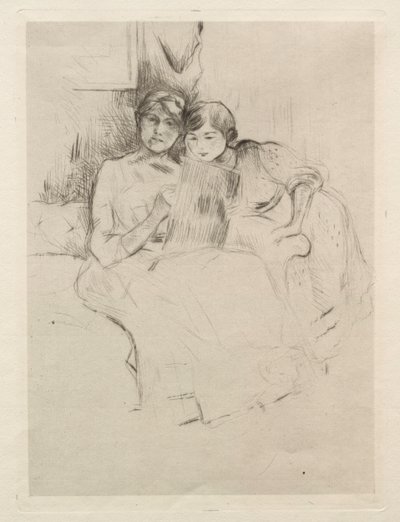 La leçon de dessin (Berthe Morisot dessinant avec sa fille) - Berthe Morisot