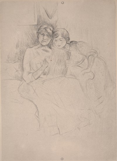 La leçon de dessin - Berthe Morisot dessinant avec sa fille - Berthe Morisot