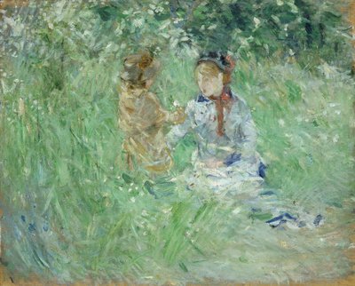 Femme et enfant dans un pré à Bougival, 1882 - Berthe Morisot