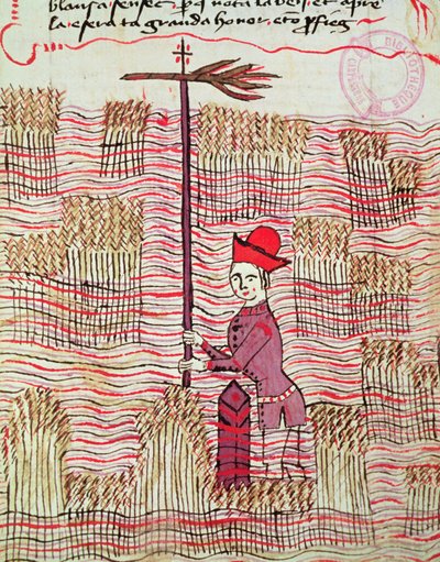 Ms 327 fol.197r Arpenteur dans un champ, du Traité d