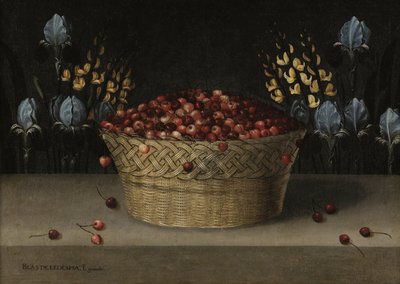 Nature morte avec des cerises, lupin et iris - Blas de Ledesma