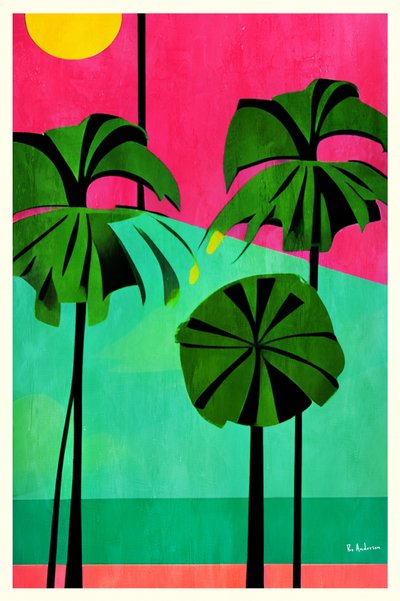 Ciel rose et palmiers tropicaux - Bo Anderson