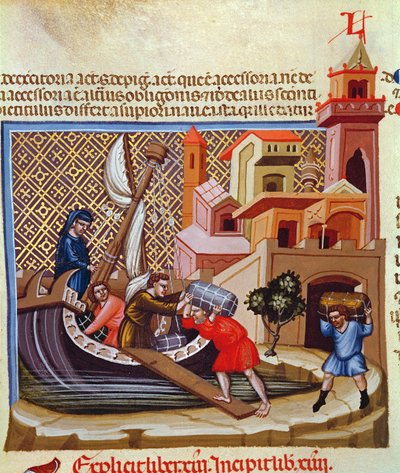 Chargement de marchandises sur un navire, du manuscrit 