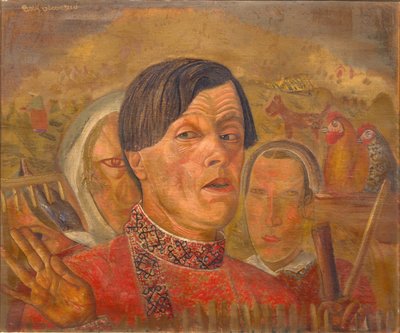 Autoportrait avec le coq et la poule, c. 1924 - Boris Dmitrievich Grigoriev