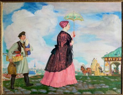 Femme de marchand avec ses achats - Boris Mikhailovich Kustodiev