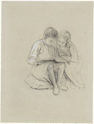 Deux enfants lisant - Bramine Hubrecht