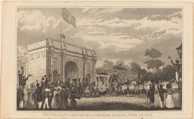 Sa Majesté quittant le Palais de Buckingham, 28 juin 1838 [moitié gauche] - British 19th Century