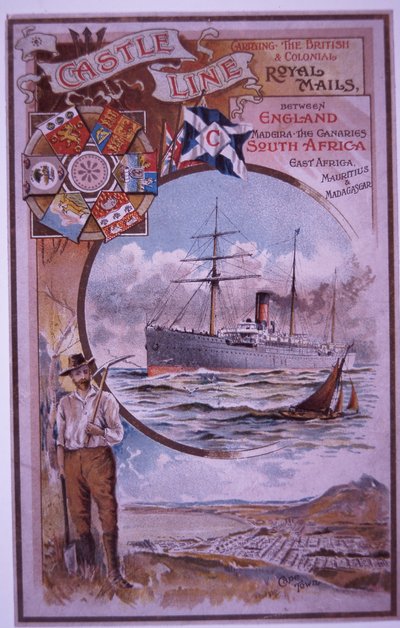Livret de Castle Line avec la liste des passagers du Tantallon Castle naviguant du Cap à Londres en 1898 - British School