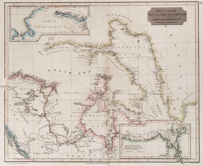 Carte montrant les découvertes de Ross, Parry et Franklin dans l