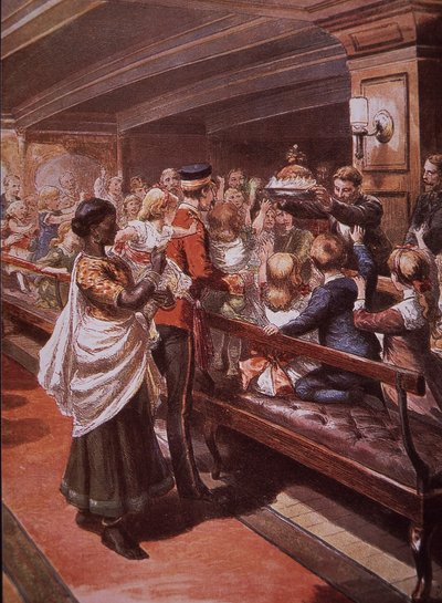 Dîner de Noël sur un navire de troupes britanniques en route pour l