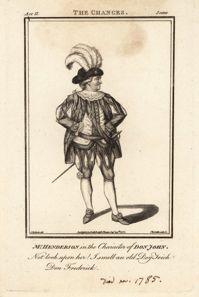 M. Henderson dans le rôle de Don John dans The Chances - British School
