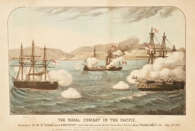 Le combat naval dans le Pacifique, entre le HMS 