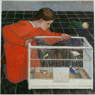 Silvia Koller avec une cage à oiseaux (huile sur toile) - Broncia Koller-Pinell