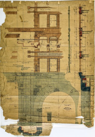Rookery Building, Chicago, Illinois, élévation et section - Burnham and Root