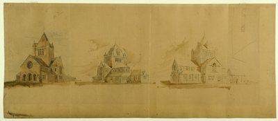 Église Saint-Gabriel, Chicago, Illinois, croquis de perspective, vers 1889 - Burnham and Root