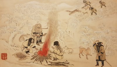 Chasse au cerf Sika. De la série Les Aïnous, seconde moitié du 19e siècle - Byozan Hirasawa