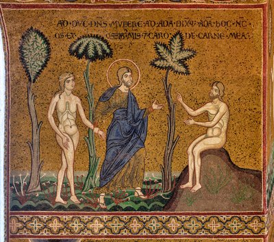 Dieu présente Ève à Adam, mosaïque byzantine, XII-XIII siècle, sur la contre-façade - Byzantine