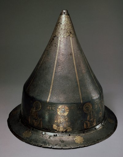 Casque en acier, or et argent avec Deesis, byzantin, XIIIe siècle - Byzantine Byzantine
