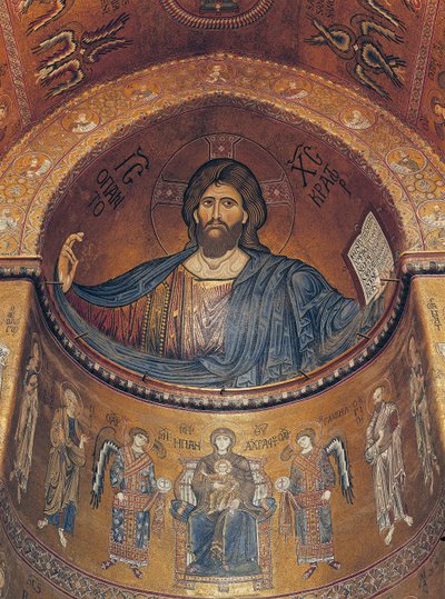 Christ Pantocrator et la Vierge en majesté avec des anges et des apôtres, de l