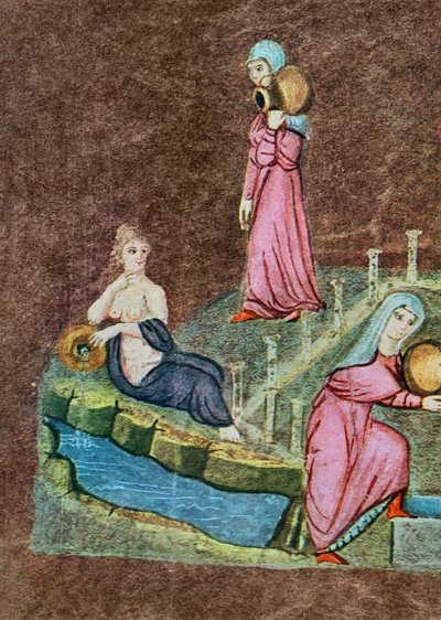 Rebecca et Éliézer au puits, de la Genèse de Vienne - Byzantine School