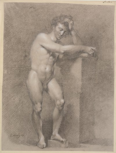 Modèle debout appuyé sur un haut piédestal - C.A. Lorentzen