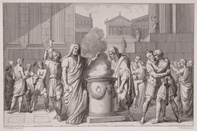 La Rencontre de Camillus et Manlius Après la Retraite des Gaulois, gravé par B.Barloccini, 1849 - C.C Perkins