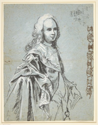 Étude pour un portrait, probablement de A. G. Moltke ; à droite sur la feuille, étude pour la chaîne de l