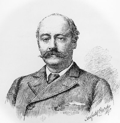 Portrait de Sir Charles Hubert Hastings Parry (1848-1918), compositeur anglais, professeur et historien de la musique, gravure d