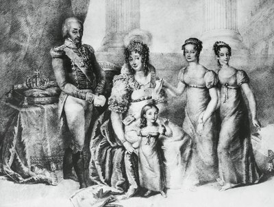 Portrait de Victor Emmanuel I, roi de Sardaigne et duc de Savoie, avec sa femme Maria Theresa d