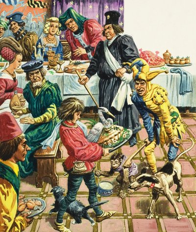 Un banquet médiéval (gouache sur papier) - C.L. Doughty