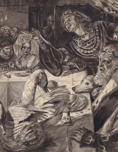 Le jeune prince de Galles jure de combattre les Écossais (gouache sur papier) - C.L. Doughty