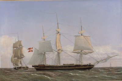 Une corvette danoise en conférence avec une brigantine danoise : scène dans les eaux des Antilles - Christoffer Wilhelm Eckersberg