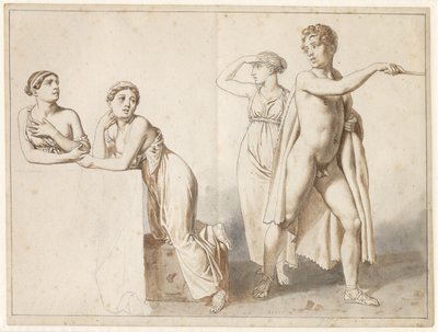 Quatre études de figures, trois femmes et un homme en costumes antiques - Christoffer Wilhelm Eckersberg