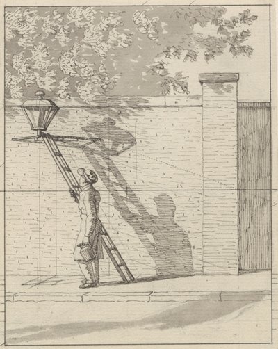 Perspective linéaire appliquée à la peinture - Planche VI. La lampe de rue sur le mur du jardin, lumière du jour - Christoffer Wilhelm Eckersberg