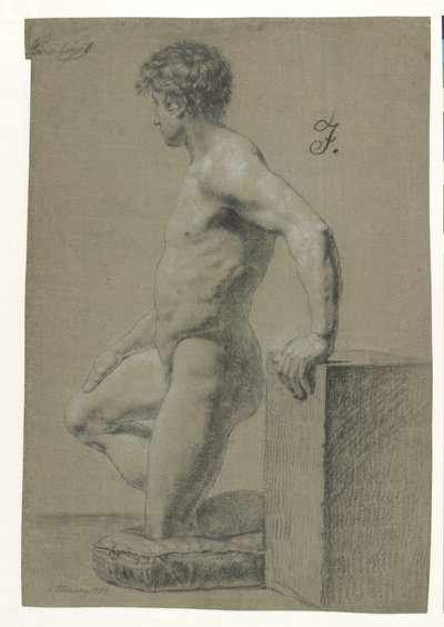 Figure de modèle masculin agenouillé, profil gauche - Christoffer Wilhelm Eckersberg