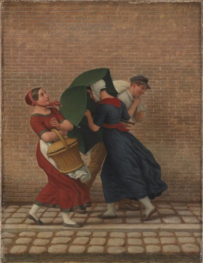 Scène de rue par temps venteux et pluvieux - Christoffer Wilhelm Eckersberg