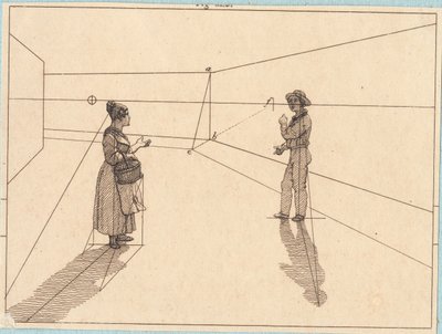 Deux figures dans une construction géométrique. Illustration pour "Linearperspectiven", Planche IV - Christoffer Wilhelm Eckersberg