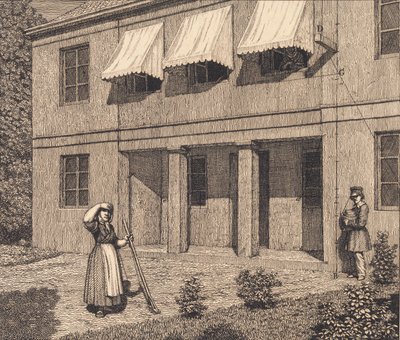 Devant une villa. Illustration pour "Linearperspectiven", Planche V - Christoffer Wilhelm Eckersberg