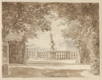 Vue du jardin du Palazzo Barberini vers le palais et le Quirinal, Rome - Christoffer Wilhelm Eckersberg