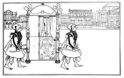 Chaise à porteurs sur la route, frontispice de Juvenal, dans 
