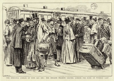 Le jubilé épiscopal du pape Léon XIII, les pèlerins anglais quittant Londres pour Rome mardi dernier - C. Hentschell