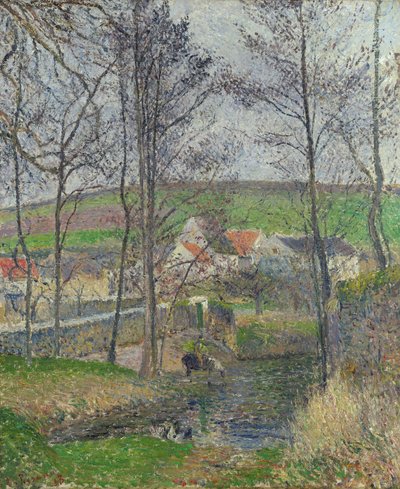 Les rives de la Viosne à Osny par temps gris, hiver - Camille Jacob Pissarro