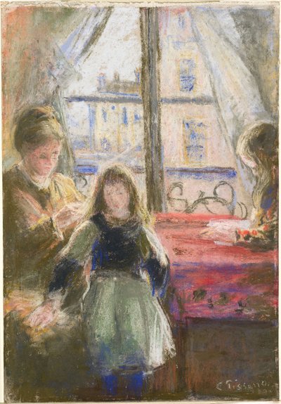 À la fenêtre, Rue des Trois Frères - Camille Pissarro