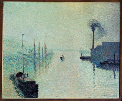 Île Lacroix, Rouen, brouillard (huile sur toile) - Camille Pissarro