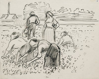 Étude de cinq paysans travaillant dans un champ, 1887 - Camille Pissarro