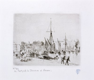 Le port près de la douane à Rouen - Camille Jacob Pissarro