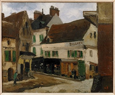 Une place a la Roche-Guyon ... (peinture sur toile) - Camille Pissarro