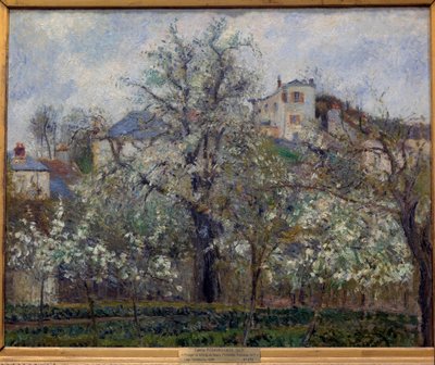 Potager et arbres en fleurs au printemps à Pontoise (pruniers en fleurs) Peinture de Camille Pissarro (1830-1903). 1877. Dim. 0.65 x 0.81 m. Paris, Musée d
