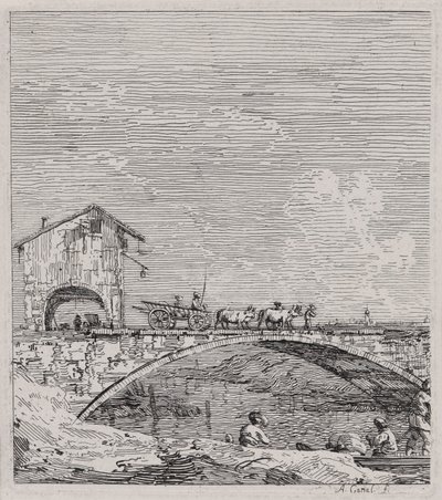 Le chariot passant sur un pont, de la série Vedute (Vues) - Canaletto (Giovanni Antonio Canal)